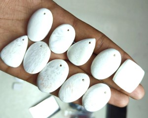 Scolecite cabochons ธรรมชาติอัญมณีสีขาวเรียบสำหรับทำเครื่องประดับฟรีเจาะอัญมณีหลวม scolecite - Product Image 3