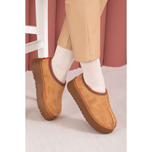 Botas Mini Color Bronceado con Forro de Piel Genuina, Altura Media de Pantorrilla, Térmicas, Impermeables, Cálidas, con Plantilla de Goma y Caña de Cuero - Product Image 1