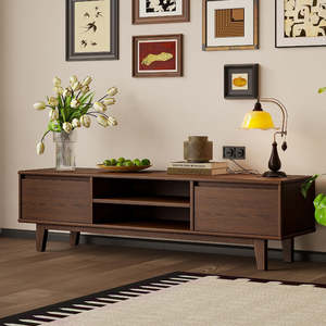 Mueble para TV de Madera Maciza, Consola Multimedia Minimalista con Gabinete de Almacenamiento para Sala de Estar y Apartamento - Product Image 3