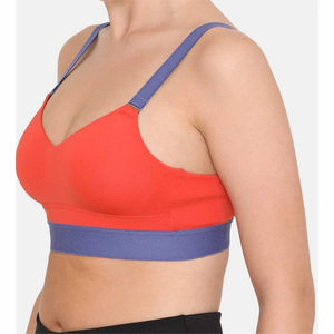 Soutien-gorge de sport respirant pour femmes avec fermeture à glissière Vêtements d'entraînement de fitness solides Logo personnalisé de haute qualité à bas prix Style simple - Product Image 2