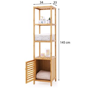 BFKS024-34x33x145cm Decorative Bamboo Cabinet with <b>Wall</b> & <b>Display</b> Shelf - Product Image 4