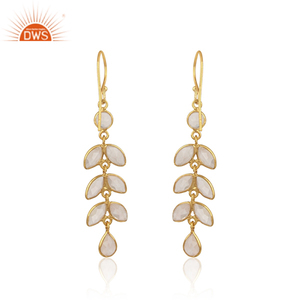 Pendientes colgantes de piedras preciosas de cuarzo rosa natural chapados en oro de 18 quilates de la mejor calidad, fabricante de joyería fina Demi - Product Image 2