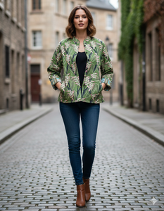 Chaqueta de Otoño para Mujer, Ropa 2026, Nueva Moda, Estampado Floral, Transpirable, Retro, Cuello Alto, Manga Larga, Informal - Product Image 1