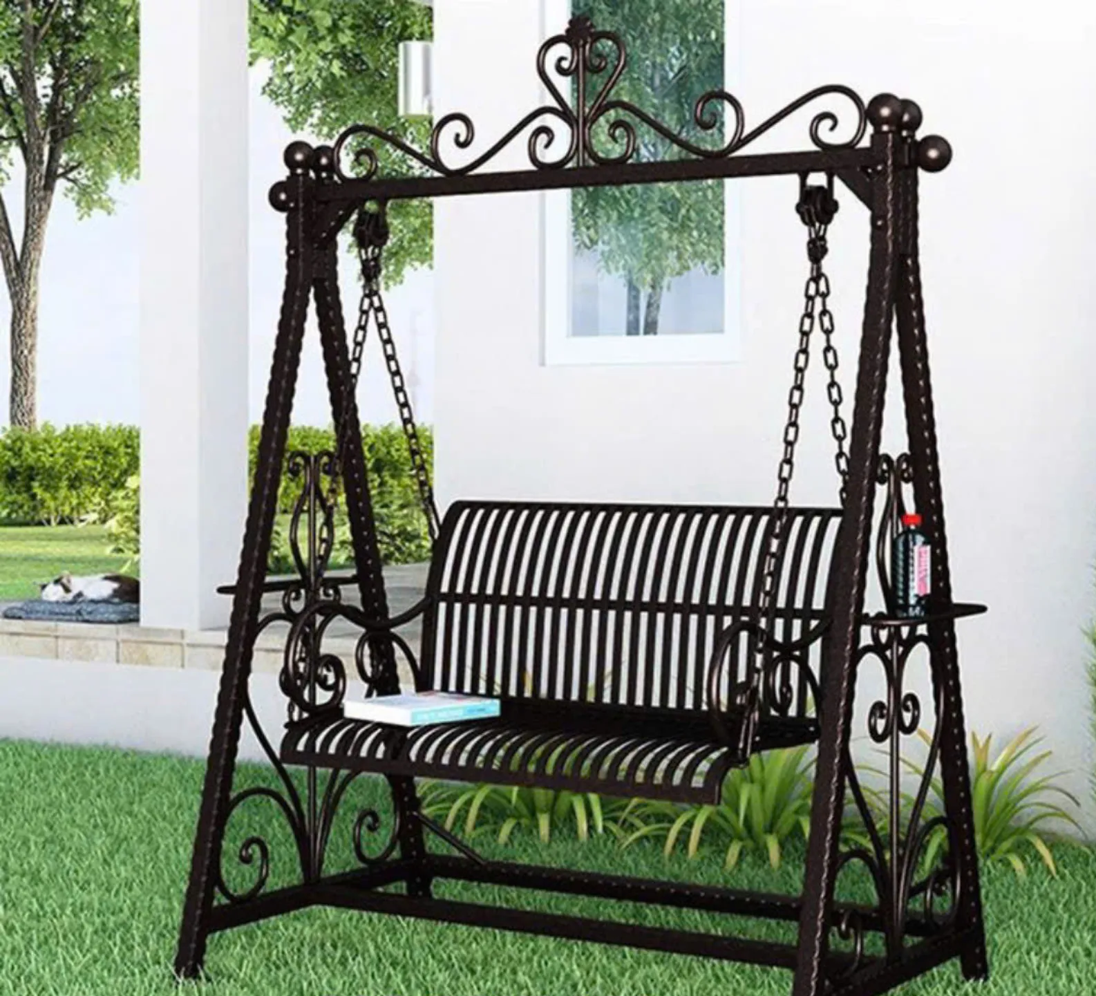 Wrought Iron Patio Swing Chair Durable Stylish Outdoor Furniture