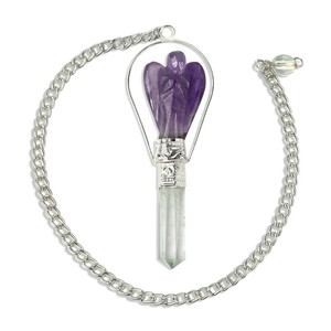 Venta al por mayor de péndulo de cristal de ángulo de amatista tallado a mano de cuarzo y ágata de piedras preciosas Reiki péndulos de radiestesia para la curación - Product Image 6
