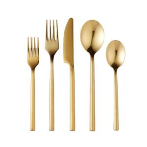 Ensemble de couverts en métal au design merveilleux avec poignée ronde simple plaqué or pour la maison et la vaisselle de mariage - Product Image 1