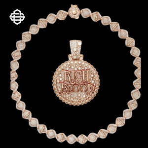 Collar con colgante de sangre rica helado personalizado para hombre, cadena de eslabones cubanos ostentosos de Hip Hop, regalo de joyería CZ chapado en oro rosa - Product Image 4