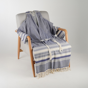 Peignoir XL unisexe en coton et lin tissé à séchage rapide et respirant, vêtements de nuit solides toute l'année, fabriqué en Turquie ODM fourni - Product Image 2