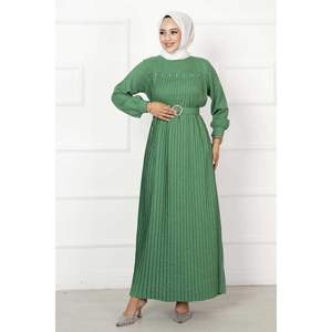 Vestido hijab plisado con detalle de piedra Benetton - Product Image 3