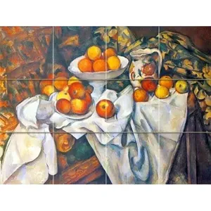 Cezanne's Still Life Manzanas y azulejo naranja Mural Cocina Backsplash Mármol Cerámica Mural de pared - Product Image 1