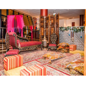Punjabi Muslim Mehndi & Sangeet Stage Decorations Muslim Mehndi Stage Carved Morocan <b>Beds</b> - Product Image 3