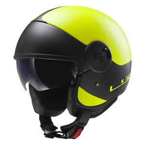Casco Jet LS2 OF597 Open Face con Sgancio Rapido, Guscio in ABS, Visiera, Taglia XL, Giallo Fluorescente e Nero, in Fibra Composita - Product Image 1