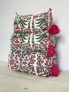 Women's Luxury Cotton Cosmetic for Bags Block Print Quilted Zipper Closure Large Colorful Travel <b>Makeup</b> Gifts - Product Image 2