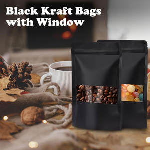 Bolsas de papel Kraft negras con ventana, bolsas con cremallera termosellables de 5x8 pulgadas, bolsas Kraft resellables, almacenamiento de alimentos, aperitivos - Product Image 3