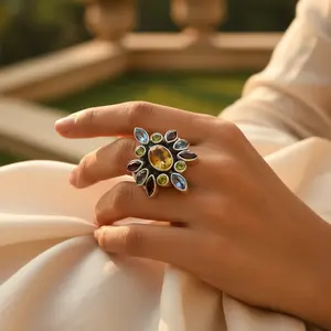 Anillo de Cóctel Chapado en Oro Rosa con Piedras Preciosas de Plata 925 para Mujer, Anillos de Moissanita con Incrustaciones Modernos y a la Moda, Forma de Número - Product Image 2