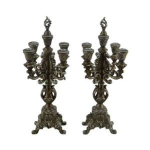 Candelabros de Metal hechos a mano, Color plateado brillante, con 9 soportes votivos de cristal y suministros de centro de mesa de brazos de la India - Product Image 6