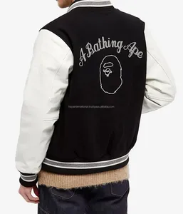 Veste bomber de baseball pour homme de haute qualité, logo personnalisé, broderie B, col montant, devant, NOUVEAU, fabrication en usine, vente en gros - Product Image 6