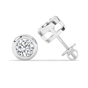 Boucles d'oreilles clous en or blanc et rose 10 carats avec diamants de laboratoire, bijoux élégants et tendance pour mariage, pour elle - Product Image 1