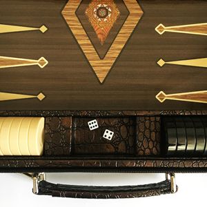 Boîte à backgammon étoile en cuir de taille moyenne - Product Image 4