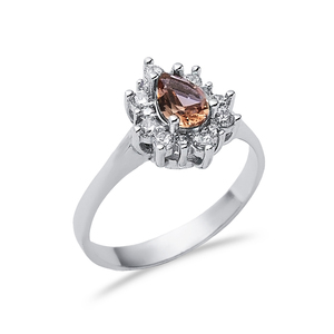 Elegant Design Pear Cut Sultanite <b>CZ</b> Stone Cluster <b>Ring</b> 925 Sterling Silver <b>Ring</b> Wholesale Turkish Jewelry - Product Image 3