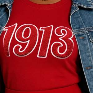 Ropa de Sororidad de Algodón Premium con Bordado Chenille Delta 1913, Ecológica, Personalizable, Rojo Orgullo, Marca Personalizada para Mujer - Product Image 3