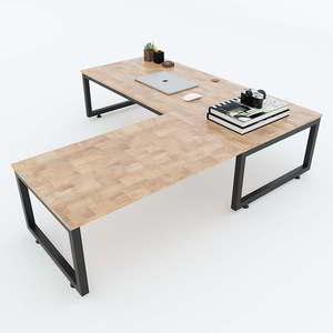 L-Shaped 140x140cm Rubber Wood Low Table with Iron Legs <b>Computer</b> <b>Desk</b> CD68013 - Product Image 3