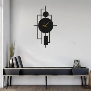 Reloj de pared de metal negro único con diseño minimalista moderno, acento decorativo perfecto para dormitorio, sala de estar, cocina y oficina - Product Image 4