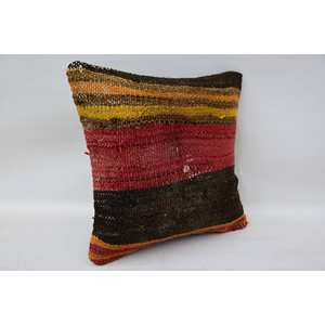 Coussin décoratif tissé en laine à rayures florales vintage rouge 12x12 pouces pour salon ou voiture literie imprimée carrée - Product Image 2