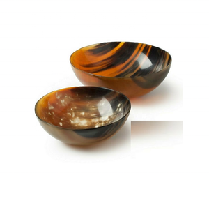 Best Selling Carved Natural Buffalo Horn Vintage Salad Fruit Serving Bowl Indian Horn <b>Dinnerware</b> 13x13x10cm for Business Gifts - Product Image 2