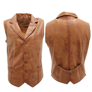 Nouveauté Gilet en cuir pour homme Vêtement décontracté Logo personnalisé Service OEM Gilet en cuir pour motard et gilets personnalisés Gilet pour homme - Product Image 6