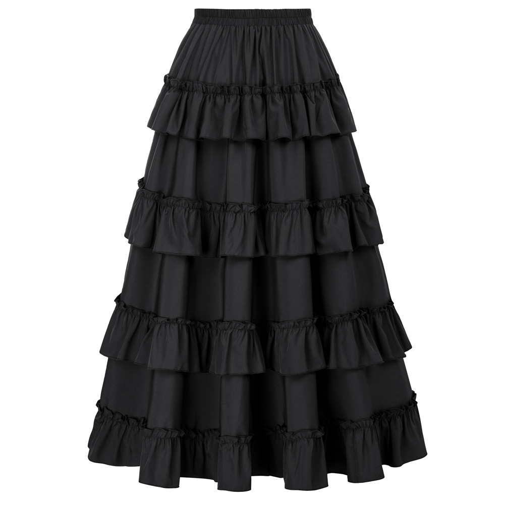 SCARLET DARKNESS Vrouwen Maxi Rok Chiffon Elastische Taille A-lijn Lange Rok Cottagecore Swing Rokken, Donkergroen, M