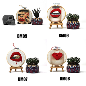 Broderie artisanale moderne en coton, thème bouche, 10 cm, décoration d'intérieur pour la Fête des Mères - Product Image 2