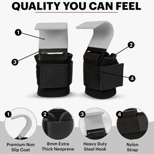 Portable Rubber & Cast Iron <b>Weight</b> Lifting Hooks & Grips with Anti-Slip Wrist Wraps & Straps-Durable Powerlifting Wrist Support - Product Image 3