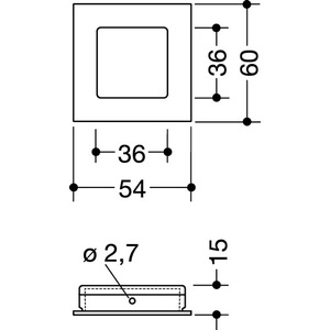 มือจับประตูบานเลื่อน 544.60B โพลีเอไมด์ 99 สีขาวบริสุทธิ์แบบด้าน รูปทรงสี่เหลี่ยม 60x60 มม. สำหรับประตูไม้หนา 17 มม. - Product Image 4