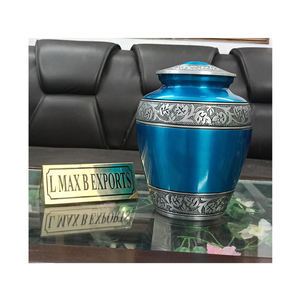 Urna de cenizas conmemorativas de buena calidad, exportador de origen indio, suministros funerarios, urna de cremación para adultos de aluminio y metal para cenizas humanas - Product Image 1