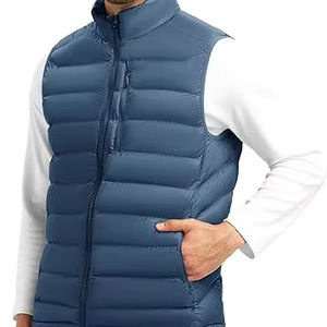 Vente directe d'usine Meilleures ventes Veste d'hiver décontractée pour homme Vêtement d'extérieur de haute qualité Respirant Fermeture éclair personnalisée Col en V Gilet matelassé 100% - Product Image 1