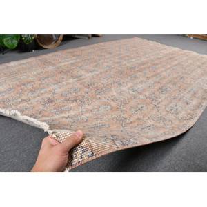 Vintage Turkish <b>Rug</b> 5'8 X 9' Rectangular Patchwork Design Handmade <b>Boho</b> Wool Latex for Bedside 5'8 X 9' Vintage Brown Beige - Product Image 5