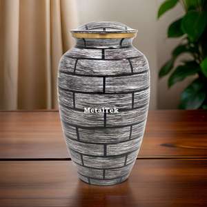 Urne funéraire classique en briques brossées peintes à la main, nouvelle urne commémorative pour cendres humaines ou d'animaux, urnes funéraires décoratives en métal - Product Image 5