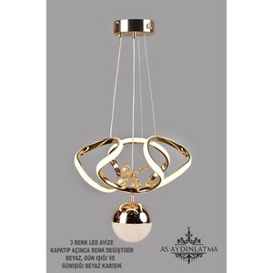 Lampadario a LED 3 colori piccola palla DRONE oro (soggiorno, cucina, camera da letto, corridoio)