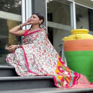 Sari VASTRA COTTAGE de Seda Gajji Pura con Pallu Lagdi Patta, Estampado Bandhej Premium, Ropa Étnica con Blusa Combinada - Product Image 4