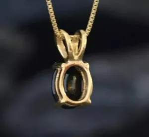 สร้อยคอประดับเพชรสีดำรูปวงรีทำจากทองเหลือง14K จี้ผู้หญิงจำลอง1.00Ct - Product Image 3