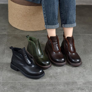 Bottes hautes pour femme en cuir cognac pour l'hiver, bottes cuissardes pour femme en cuir gris brandy, bottes au-dessus du genou pour femme en gris neutre, talon épais - Product Image 2