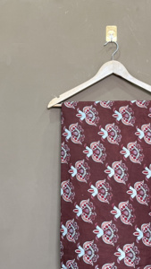 Maroon Floral Handblock Print Cotton Fabric: Indian Textile by the Yard - Product Image 3