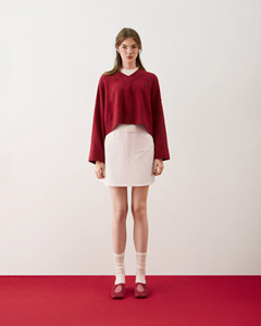 Pull en tricot ample à manches longues et col en V pour femme, tissu tissé brodé, acrylique formel par Routine - Product Image 2