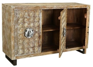 Buffet moderne polyvalent Marcy pour la maison, l'hôtel et l'atelier - Meubles de rangement en métal/bois de manguier - Product Image 4