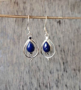 Pendientes de Diseño Moderno con Cuentas de Calcedonia, Baño de Rodio sobre Latón Dorado, 6x9mm, Estilo Hip Hop Infantil, para Aniversario - Product Image 3