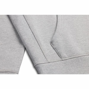 Soft light grey 100% cotton fleece <b>hoodie</b> featuring a <b>comfy</b> hood, front pocket, ribbed cuffs and hem, perfect for daily casual - Product Image 3