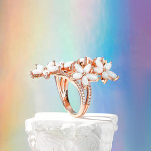 Jeulia Sweet-Smelling <b>Opal</b> Floral <b>Ring</b> in Rose <b>Gold</b> Plated Sterling Silver - Product Image 5