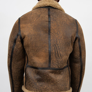 Chaqueta de Cuero Ligera con Cuello de Piel de Oveja Genuina, Diseño Personalizado al por Mayor, de Alta Calidad para Hombre, Unisex - Product Image 3