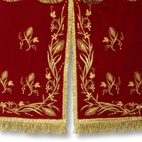 Bannière d'église en velours avec broderie Zardozi en fil métallique doré de qualité supérieure, motif blé et raisins, et nappe d'autel brodée à la main